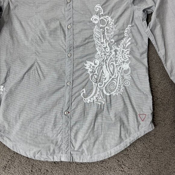 Guess Embroidered Men's Shirt - NWT - 100% Cotton - Western - Illusion Blue - Picture 2 of 13